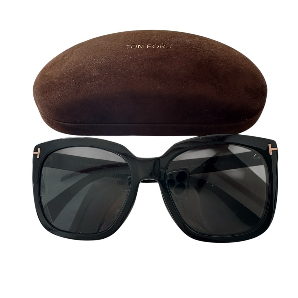 Tom Ford Black Square Sunglasses with Brown Case